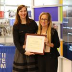 Jennifer Adams presenting Nancy Re Cregan with her Teacher Award